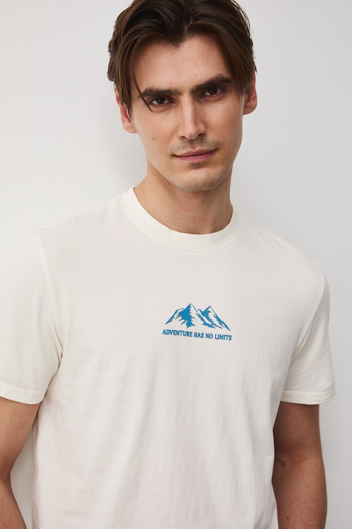 T-shirt męski bawełniany RS26-TSM511 beżowy