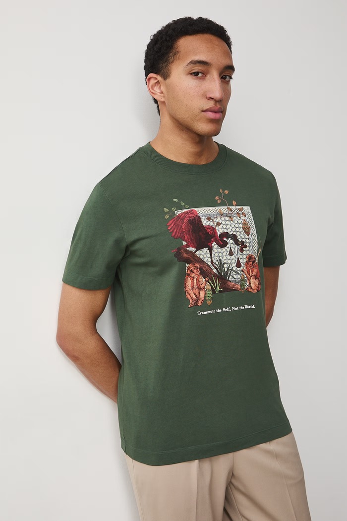 t-shirt męski bawełniany z kolekcji Ilona Tambor x Medicine RS26-TSM653 zielony RS26