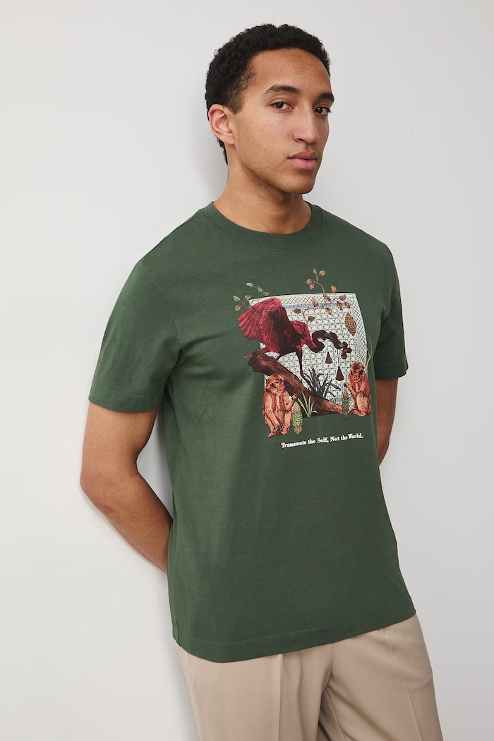 t-shirt męski bawełniany z kolekcji Ilona Tambor x Medicine RS26-TSM653 zielony RS26