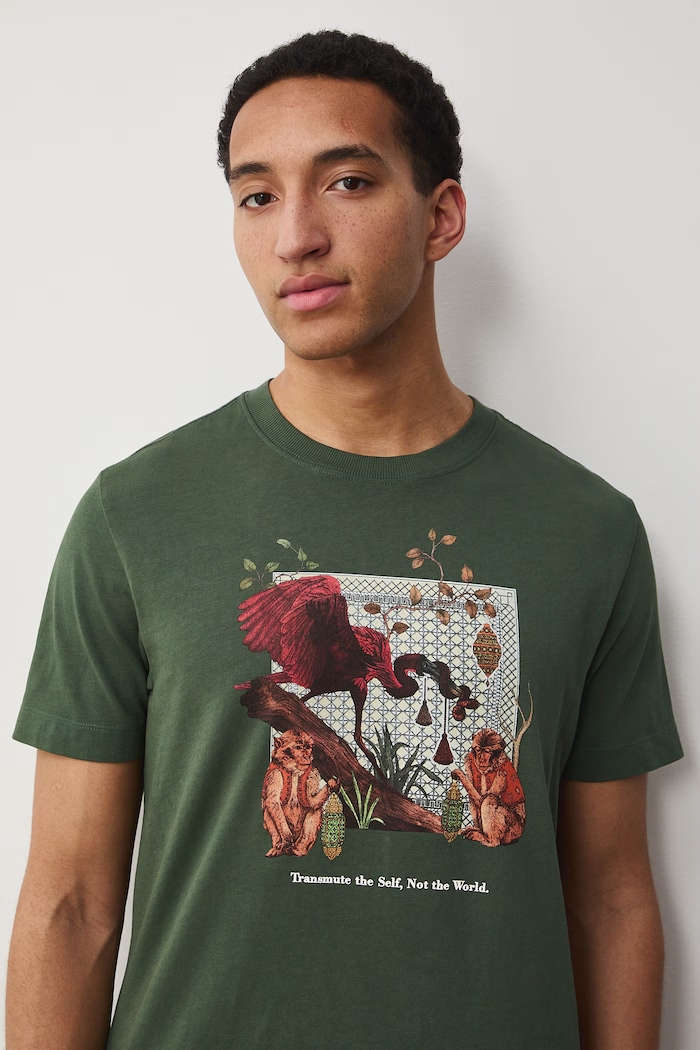 t-shirt męski bawełniany z kolekcji Ilona Tambor x Medicine RS26-TSM653 zielony