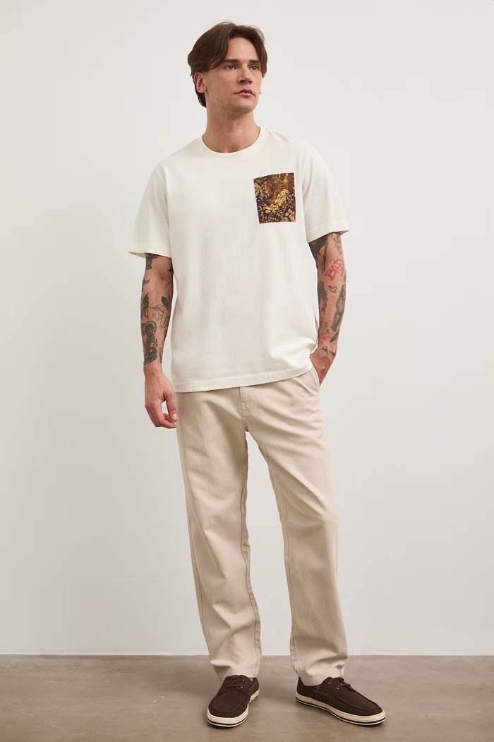 Odzież T-shirt męski bawełniany z kolekcji Ilona Tambor x Medicine RS26-TSM661 beżowy