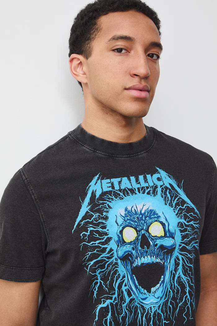 T-shirt męski bawełniany Metallica szary RS26-TSM672