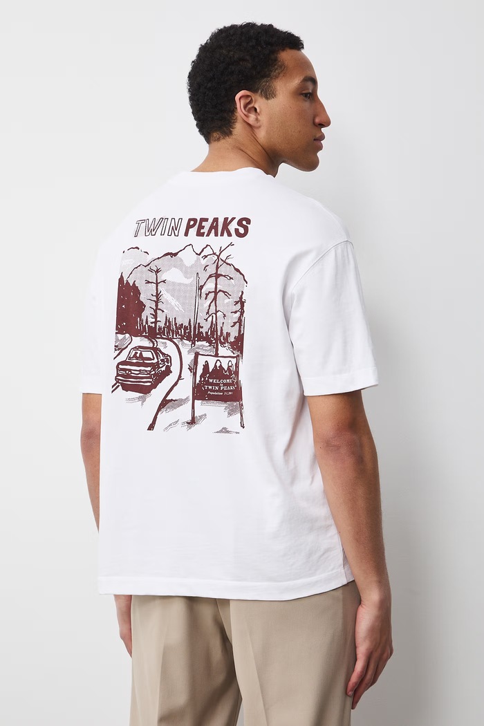 T-shirt męski bawełniany Twin Peaks biały RS26-TSM674