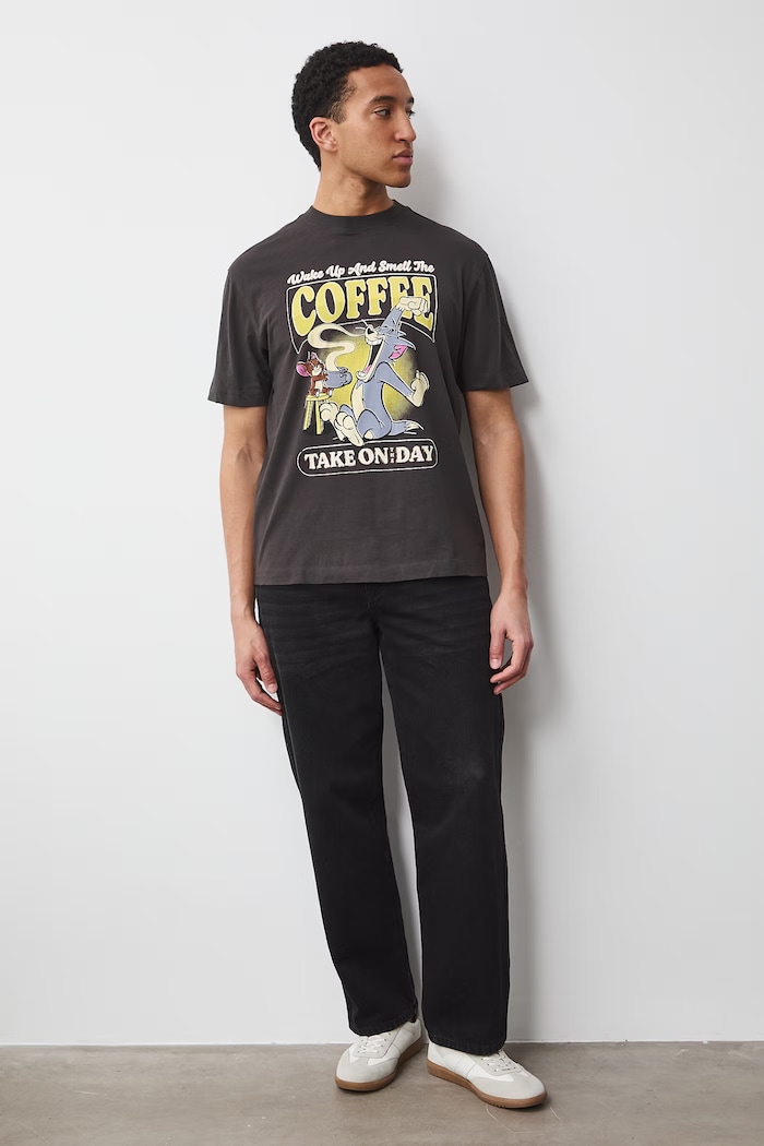 T-shirt męski bawełniany Tom and Jerry RS26-TSM677 szary RS26