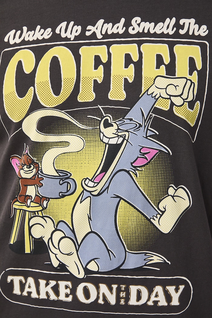 T-shirt męski bawełniany Tom and Jerry RS26-TSM677 szary