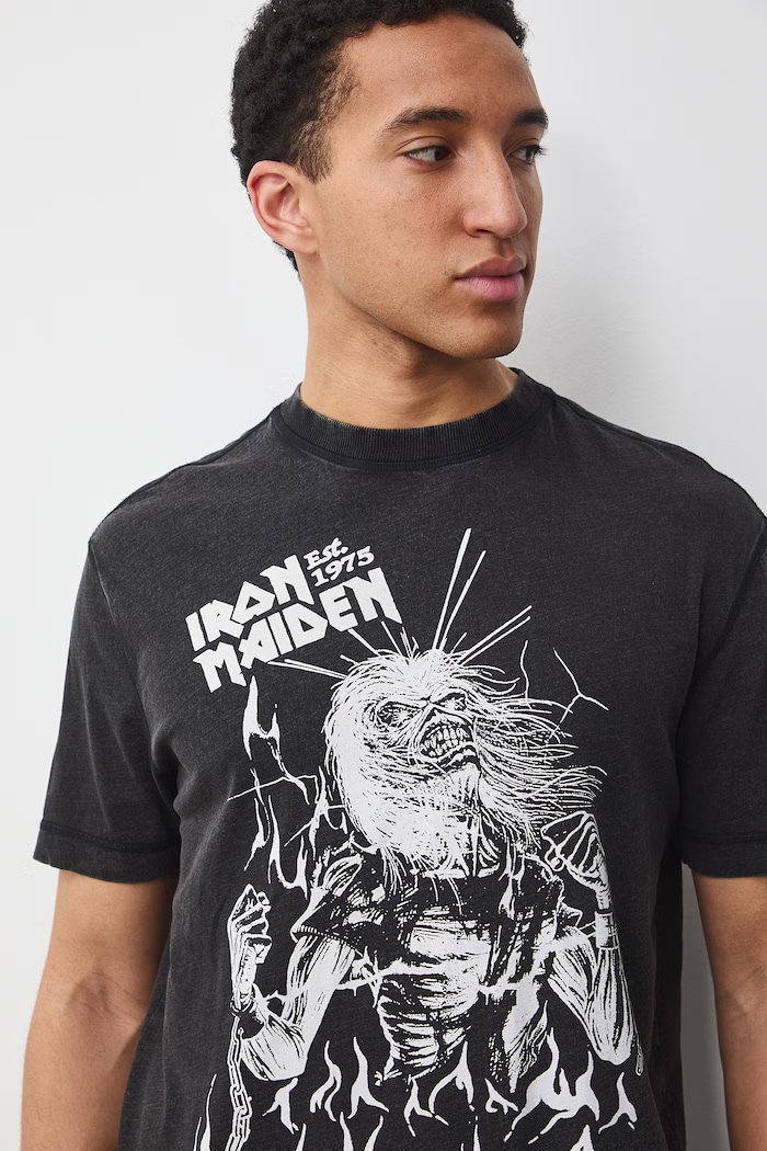 T-shirt męski bawełniany Iron Maiden szary RS26-TSM681