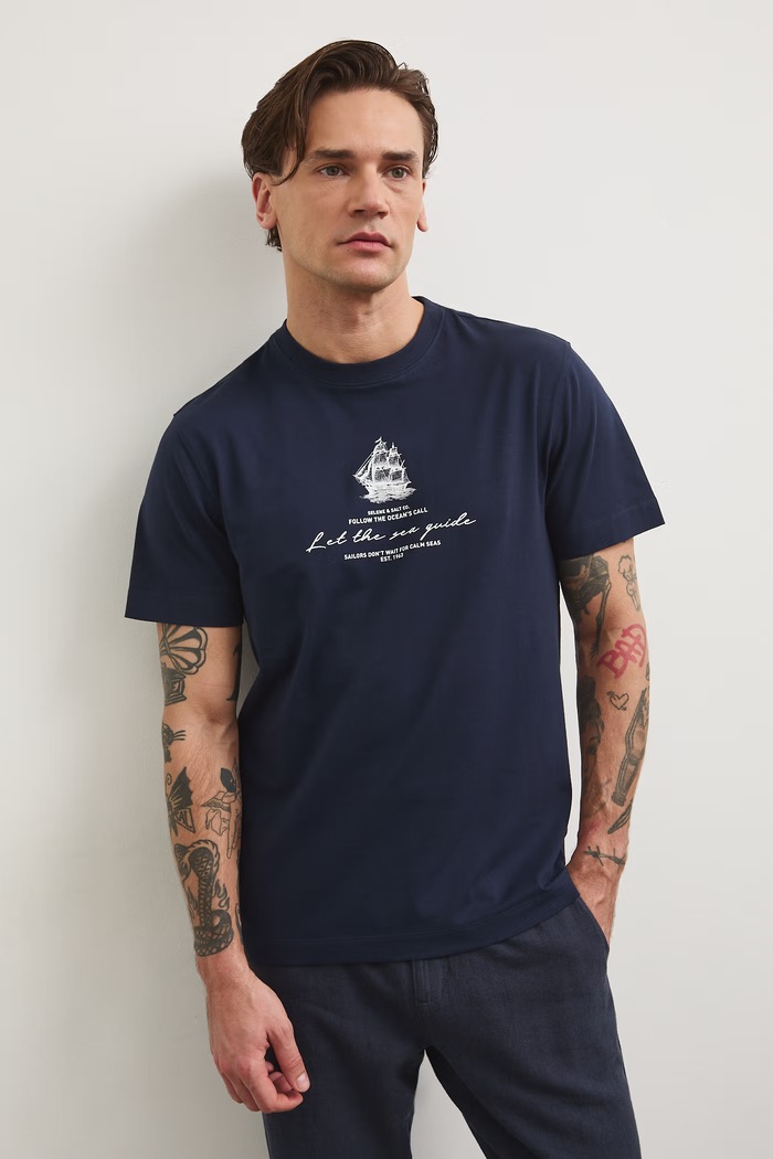 Medicine t-shirt férfi pamut elasztánnal sötétkék RS26-TSM704