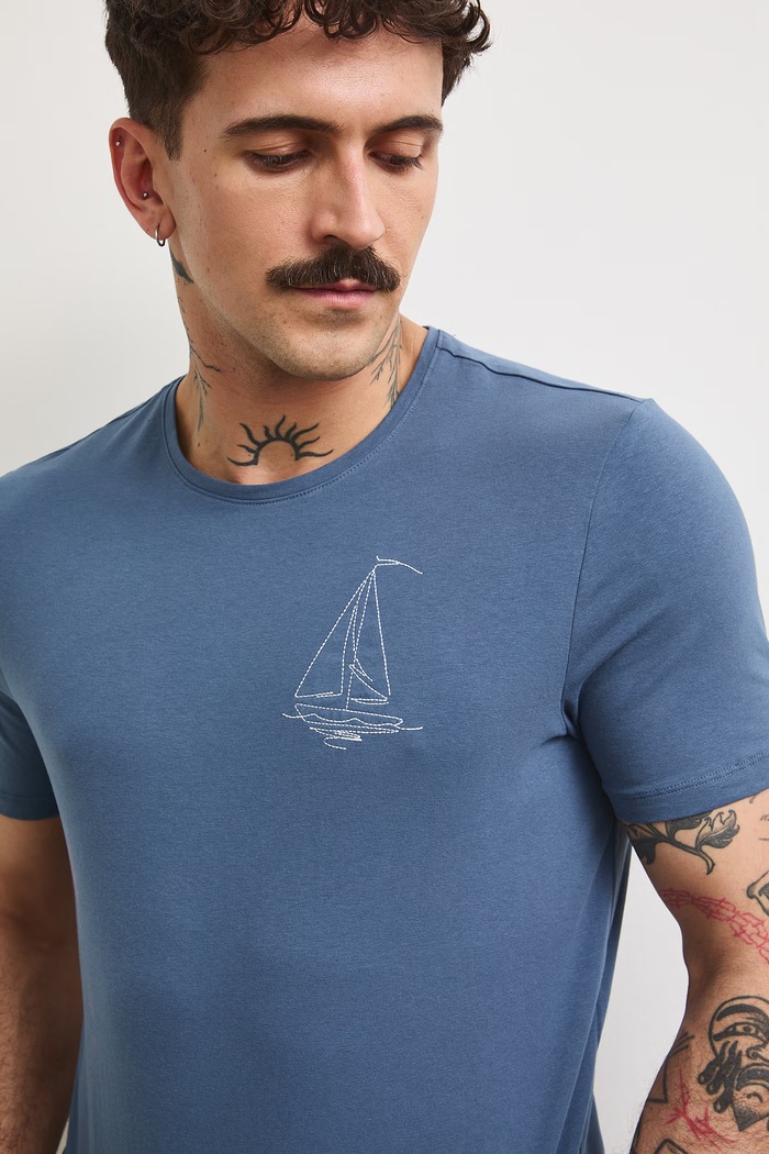 T-shirt męski bawełniany z elastanem Medicine RS26-TSM707 niebieski