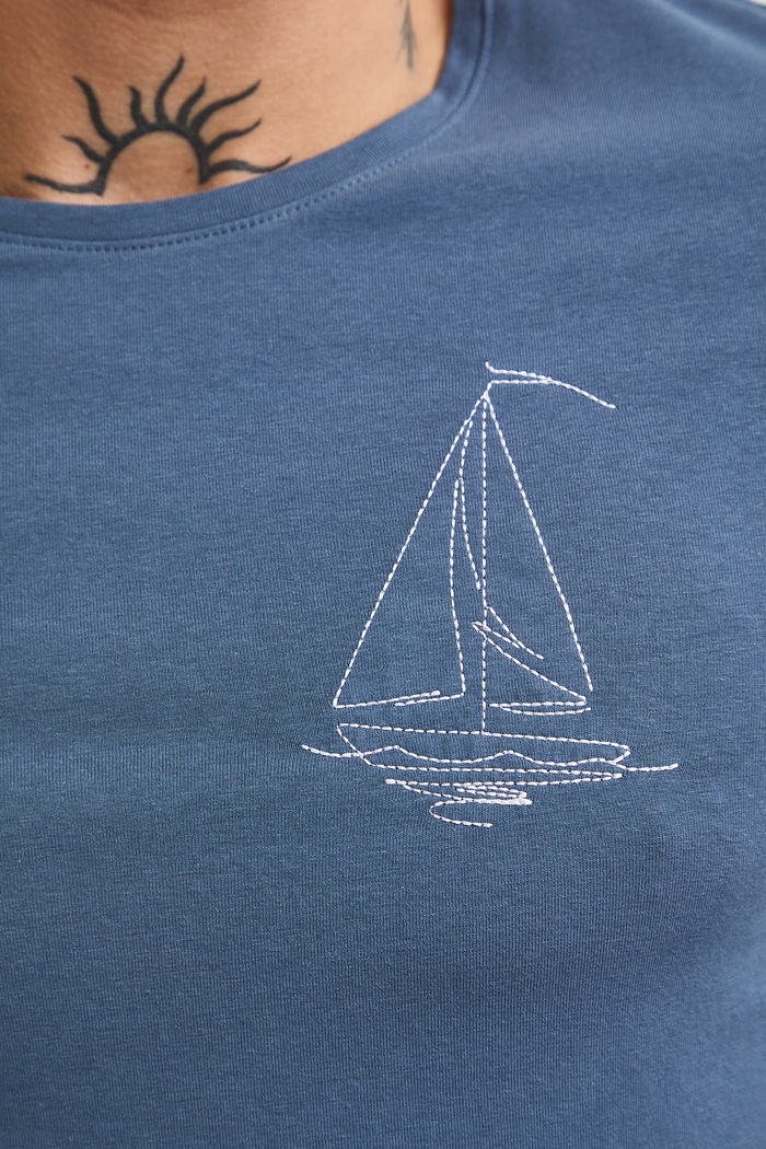 T-shirt męski bawełniany z elastanem Medicine niebieski RS26-TSM707
