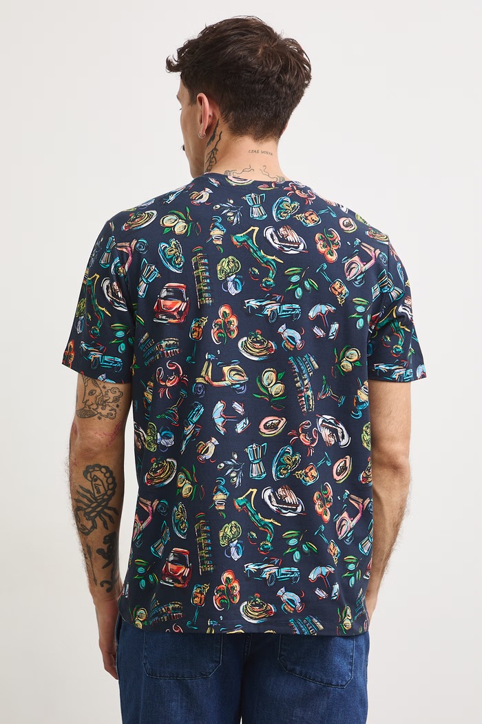 Odzież Medicine T-shirt męski bawełniany z elastanem RS26-TSMA20 granatowy