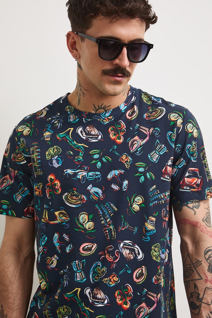 Medicine T-shirt męski bawełniany z elastanem granatowy RS26-TSMA20