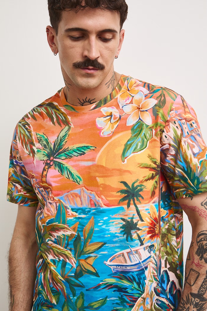 Medicine T-shirt męski bawełniany z elastanem multicolor RS26-TSMA20