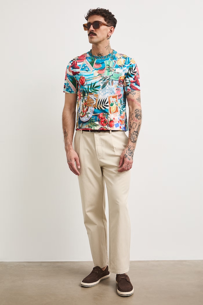 T-shirt męski bawełniany wzorzysty multicolor RS26-TSMA24