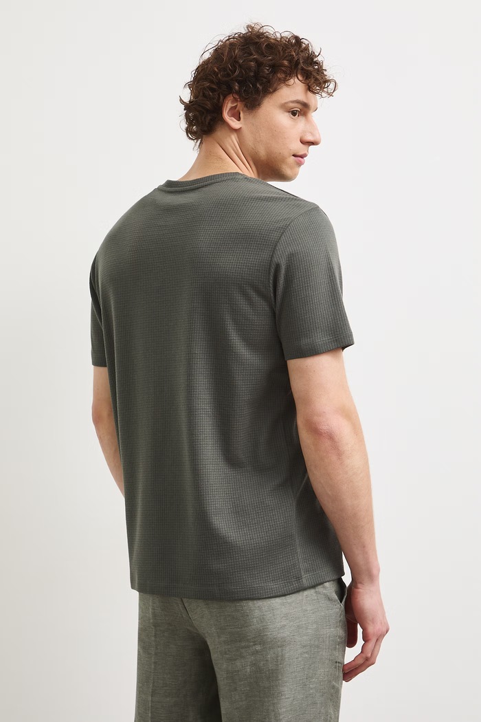 Odzież T-shirt męski z fakturą RS26-TSMB04 zielony