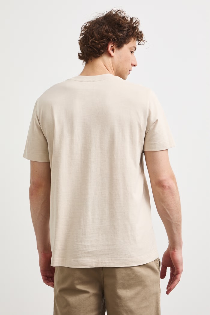 Odzież T-shirt męski bawełniany z nadrukiem RS26-TSMB13 beżowy