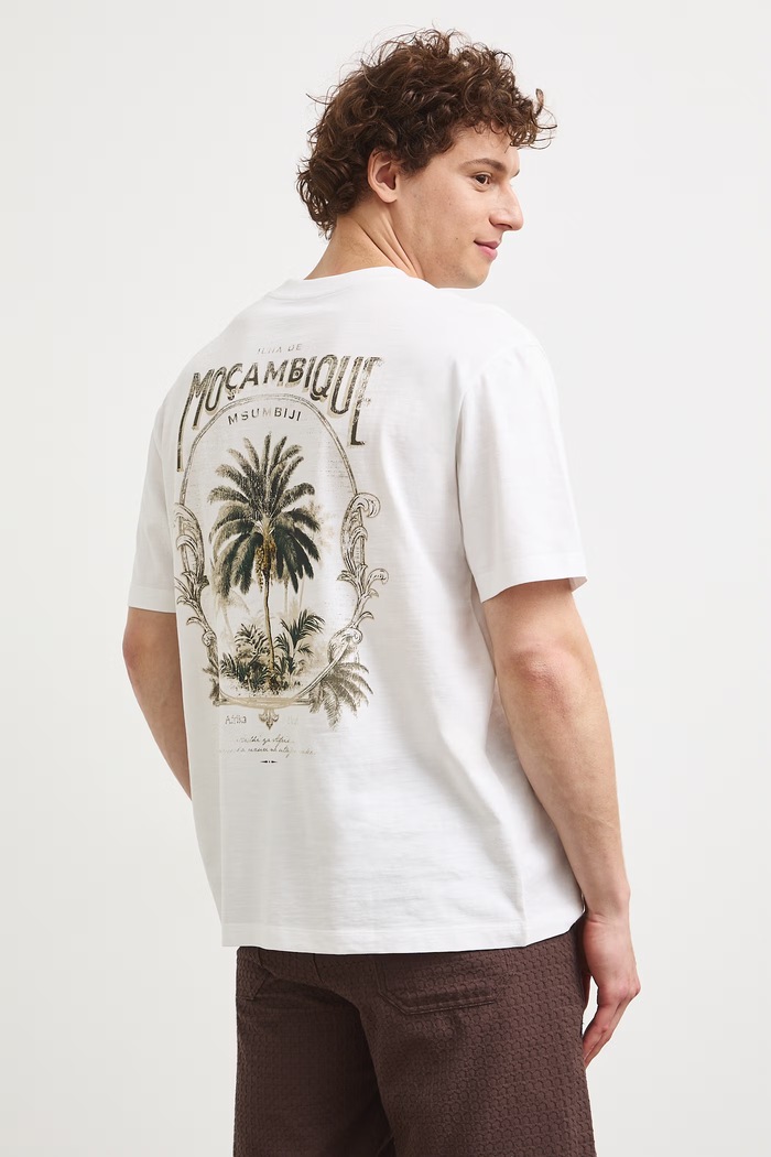 Odzież T-shirt męski bawełniany z nadrukiem RS26-TSMB16 biały