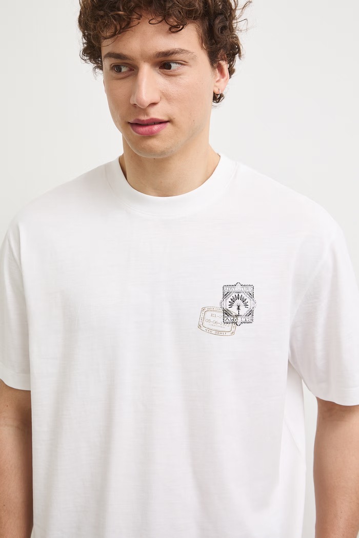 T-shirt męski bawełniany z nadrukiem biały RS26-TSMB16