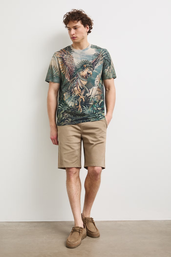 Medicine t-shirt ανδρικό βαμβακερό με ελαστάν τιρκουάζ RS26-TSMB23