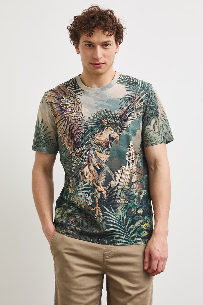 Medicine t-shirt ανδρικό βαμβακερό με ελαστάν RS26-TSMB23 τιρκουάζ RS26