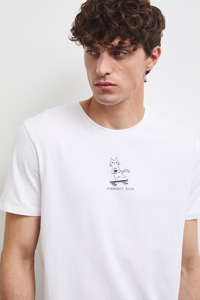 Odzież T-shirt męski bawełniany z nadrukiem RS26-TSMB27 biały