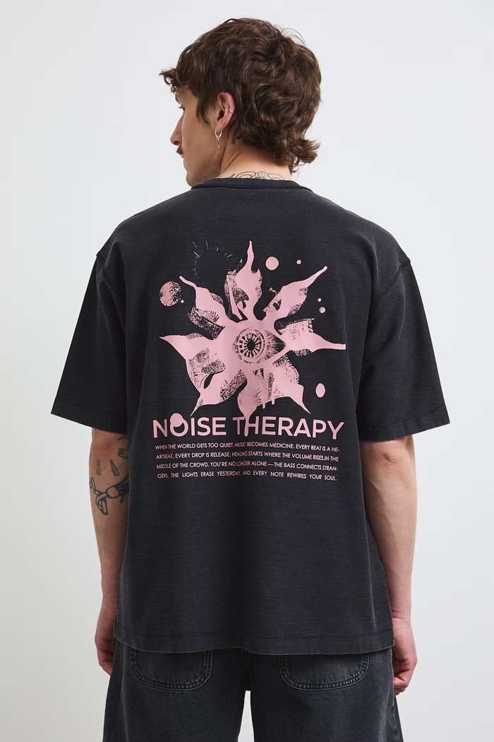 Odzież T-shirt męski bawełniany z efektem sprania RS26-TSMC10 czarny