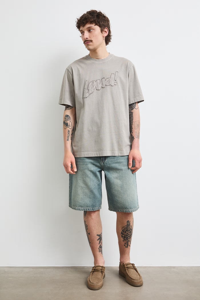 T-shirt męski bawełniany z efektem sprania RS26-TSMC11 szary RS26