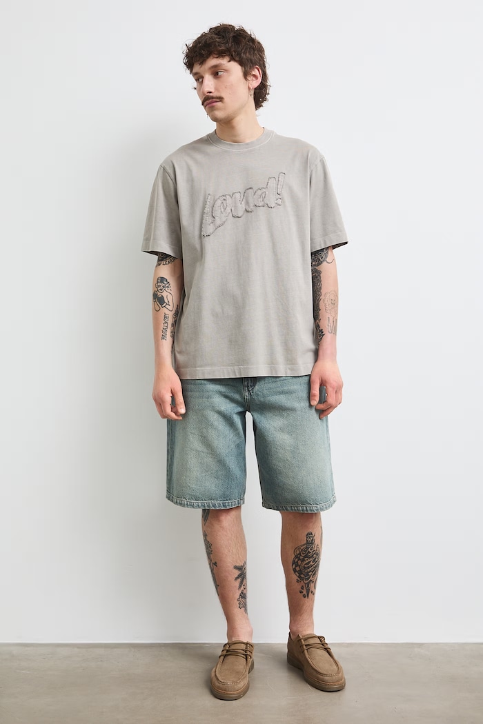 T-shirt męski bawełniany z efektem sprania RS26-TSMC11 szary RS26