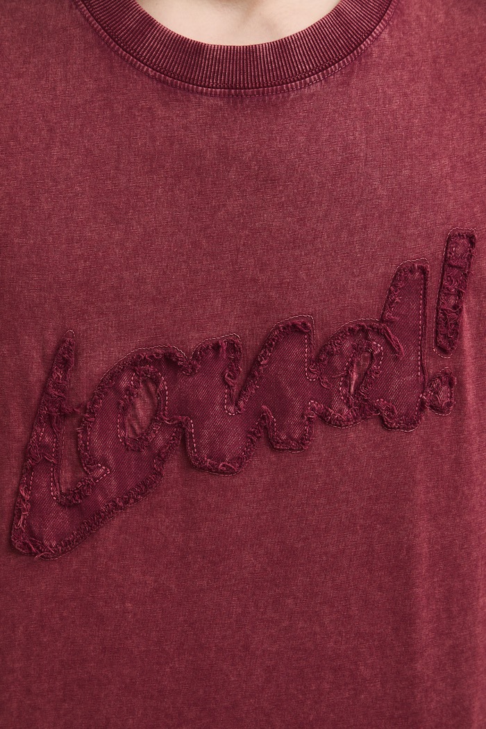 T-shirt męski bawełniany z efektem sprania RS26-TSMC11 bordowy