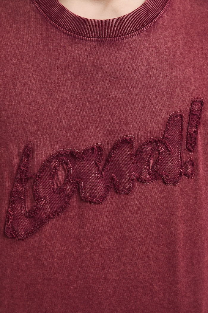 T-shirt męski bawełniany z efektem sprania RS26-TSMC11 bordowy