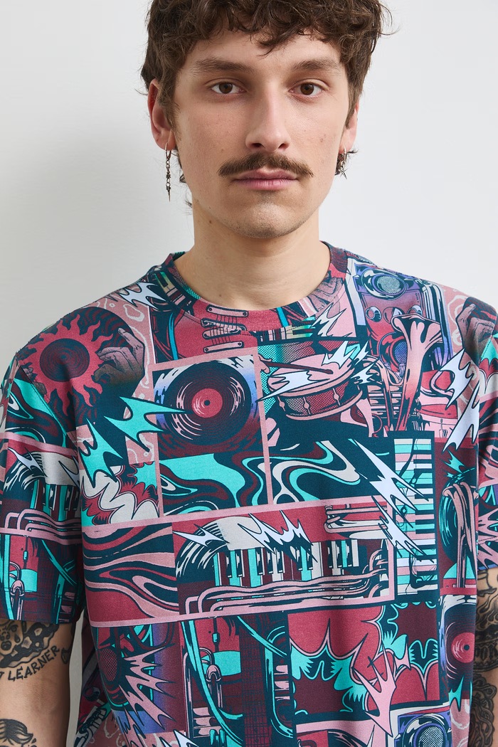 Medicine T-shirt męski bawełniany z elastanem multicolor RS26-TSMC19