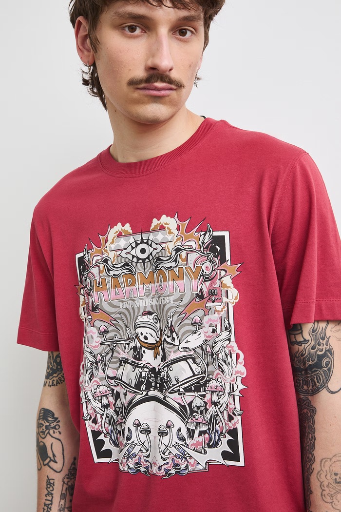 Medicine T-shirt męski bawełniany bordowy RS26-TSMC21