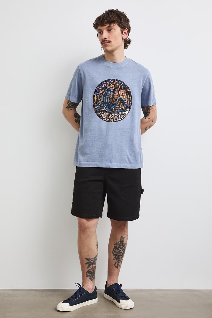 Tričko pánske bavlnené z kolekcie Tattoo Art by Marcel Ustowski (MUS TATTOO) RS26-TSMC53 fialová RS26