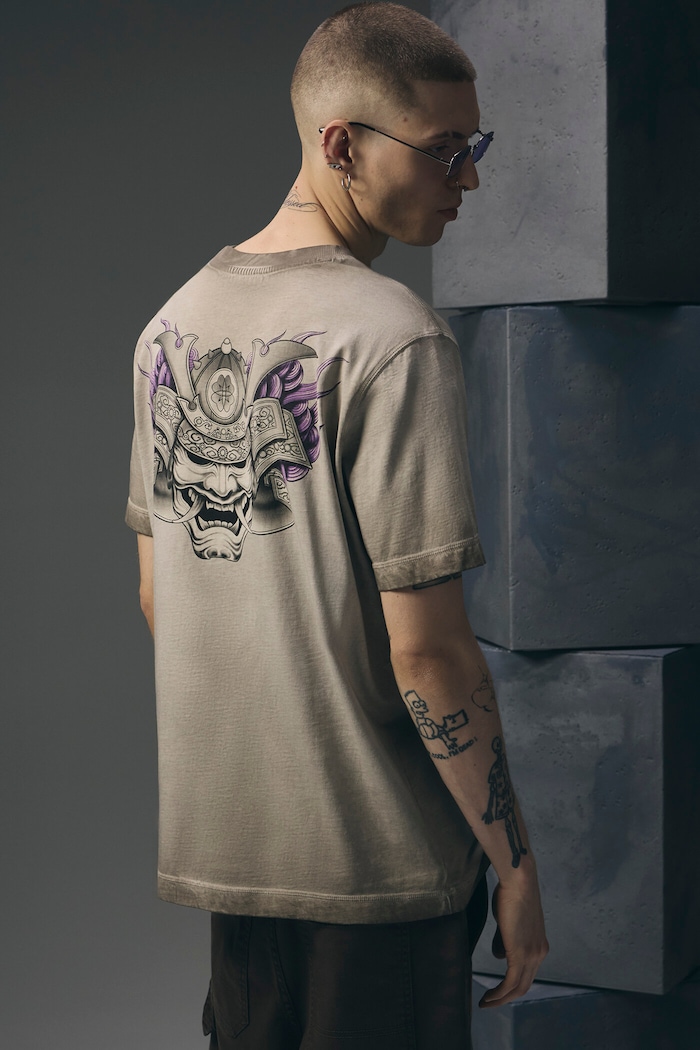 Tričko pánske bavlnené z kolekcie Tattoo Art by Tuan Nguyen sivá RS26-TSMC60