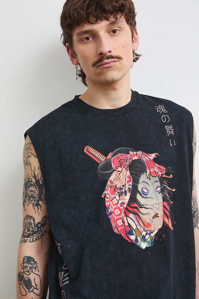 Košeľa bez rukávov pánska z kolekcie Tattoo Art by Tuan Nguyen RS26-TTMC50 čierna
