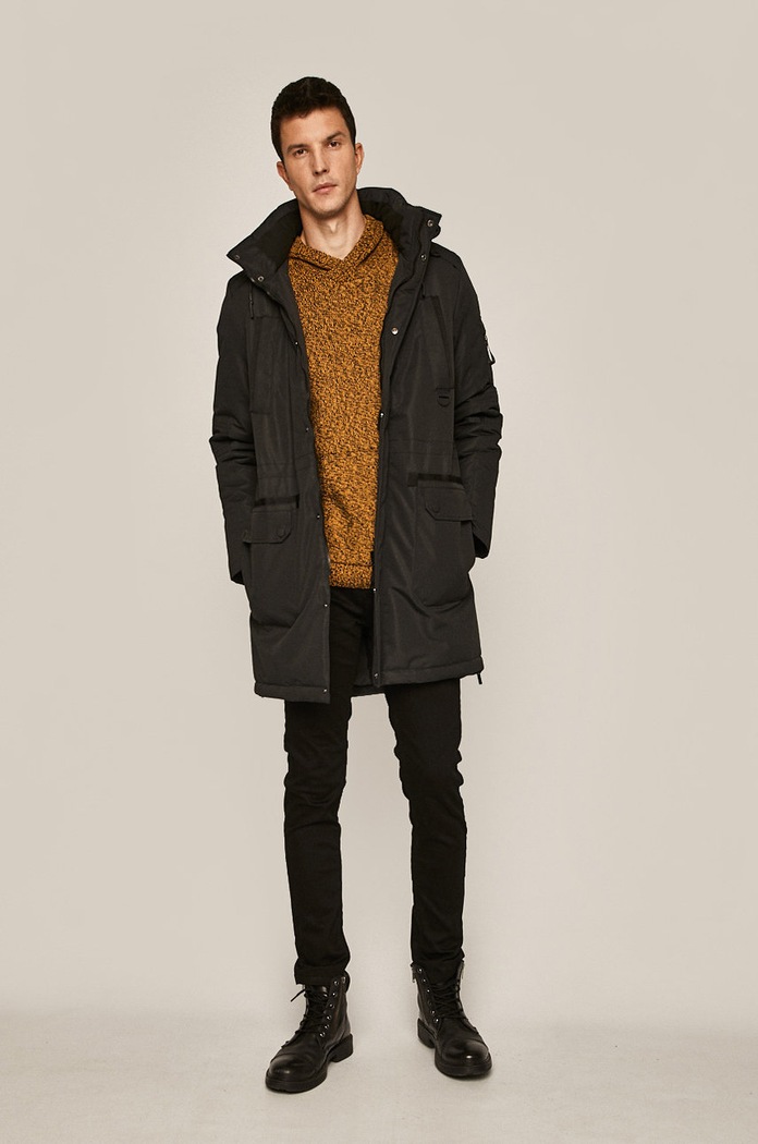 Sweter męski z kapturem żółty RW19.SWM909 żółty RW19