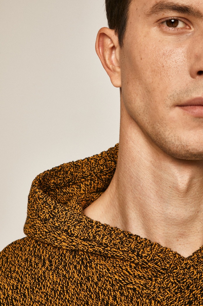 Sweter męski z kapturem żółty RW19.SWM909 żółty