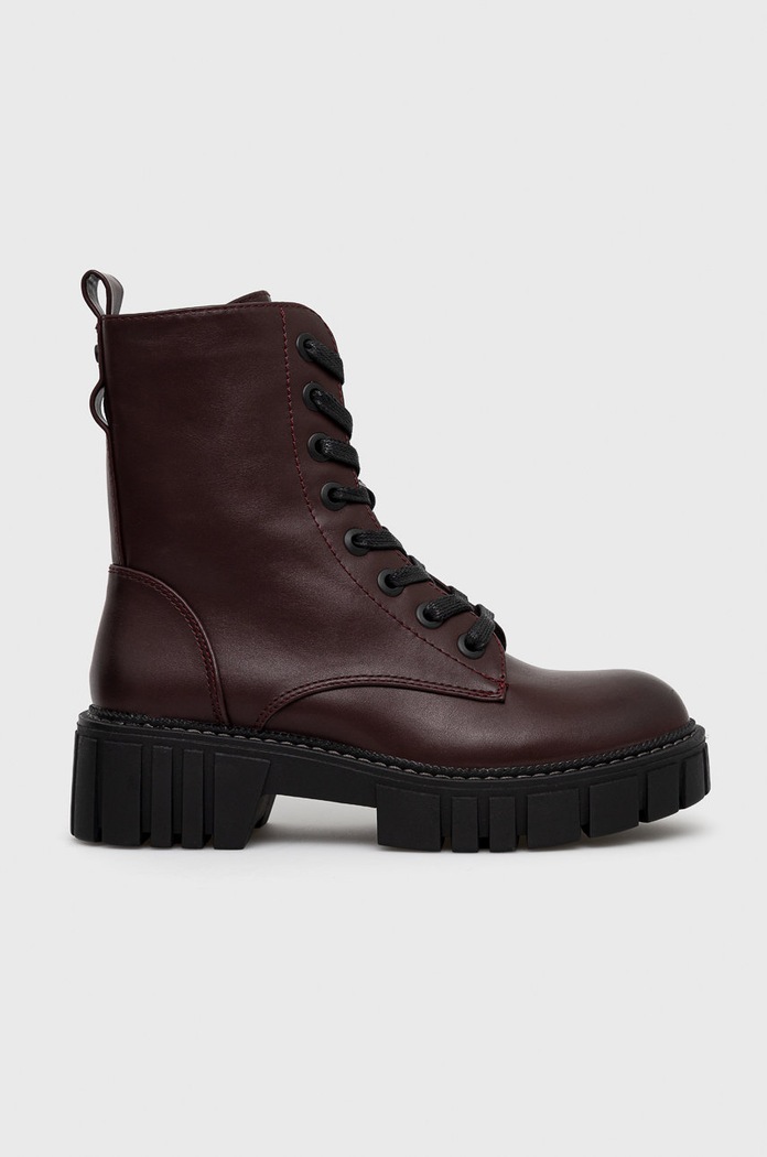 Botki damskie z imitacji skóry bordowe RW22.OBD500 bordowy RW22