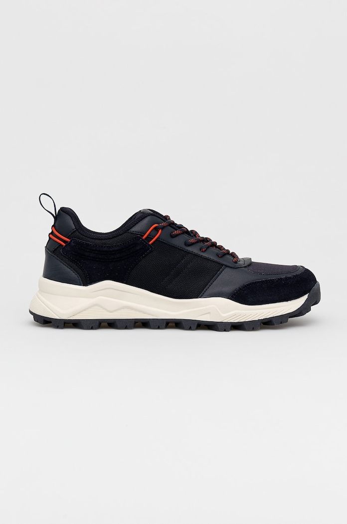 Obuwie Sneakersy męskie z elementami skóry granatowe RW22.OBM203 granatowy