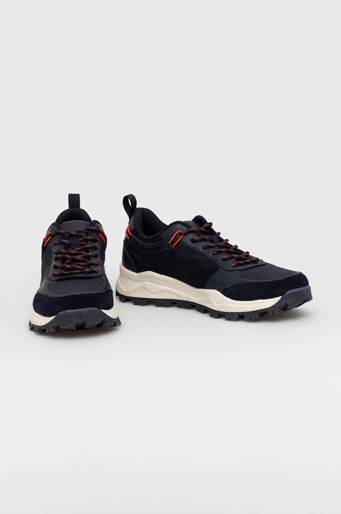 Sneakersy męskie z elementami skóry granatowe granatowy RW22.OBM203