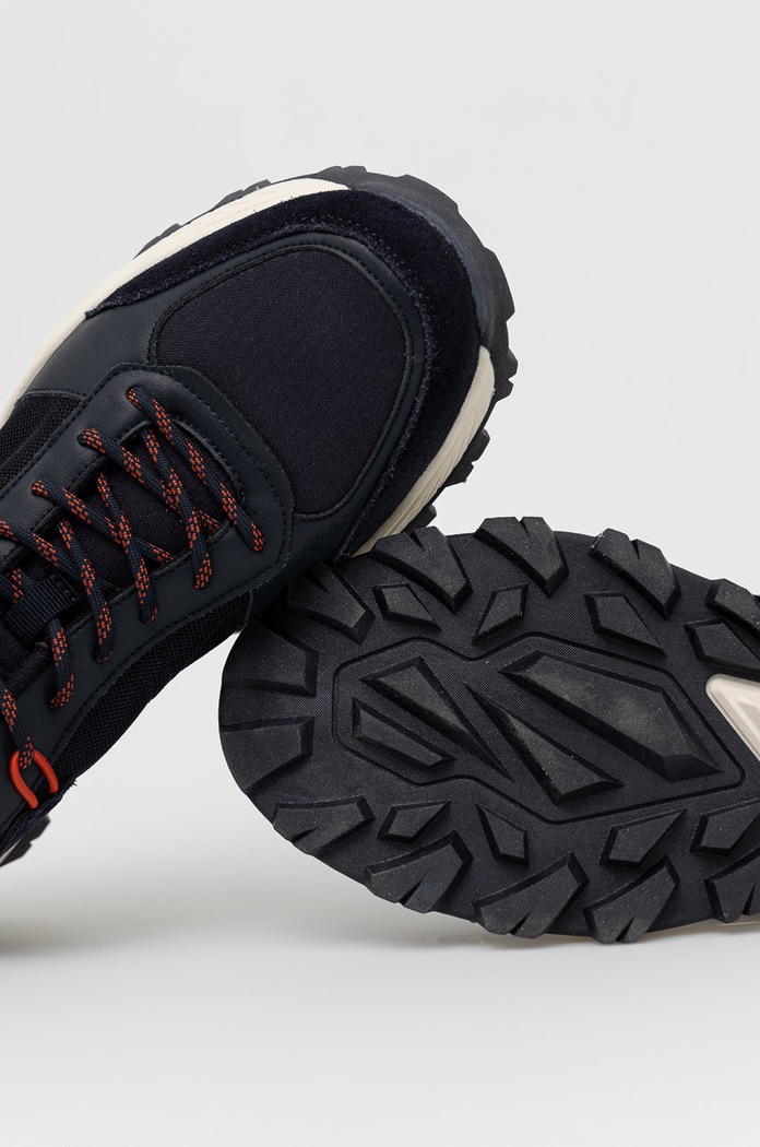 Sneakersy męskie z elementami skóry granatowe RW22.OBM203