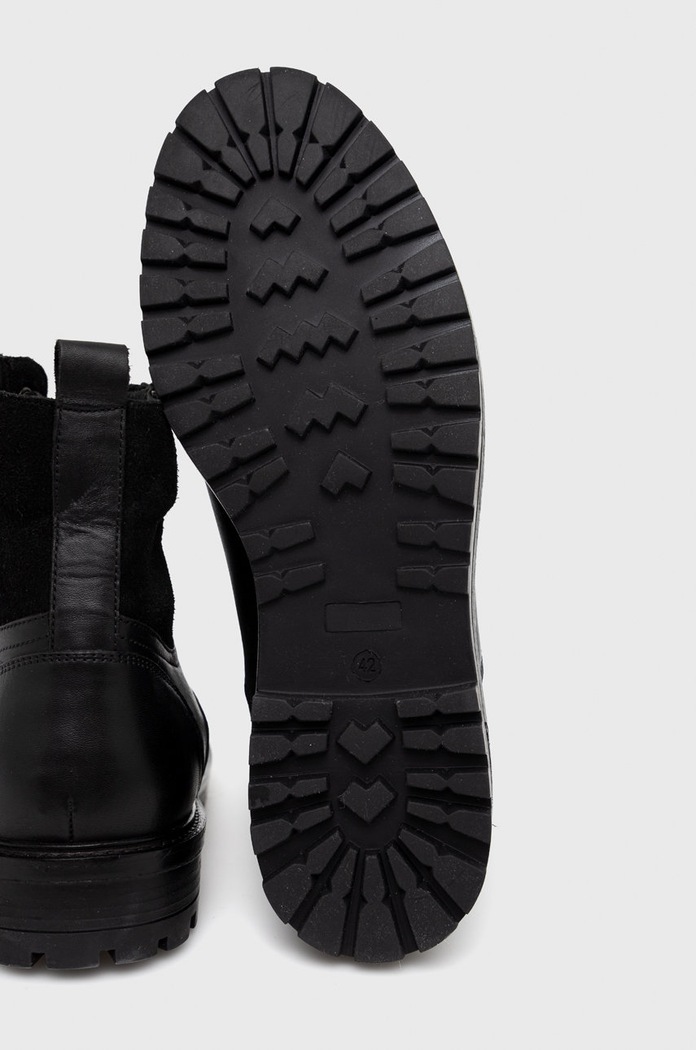 Buty wysokie męskie skórzane kolor czarny RW22.OBM606 czarny