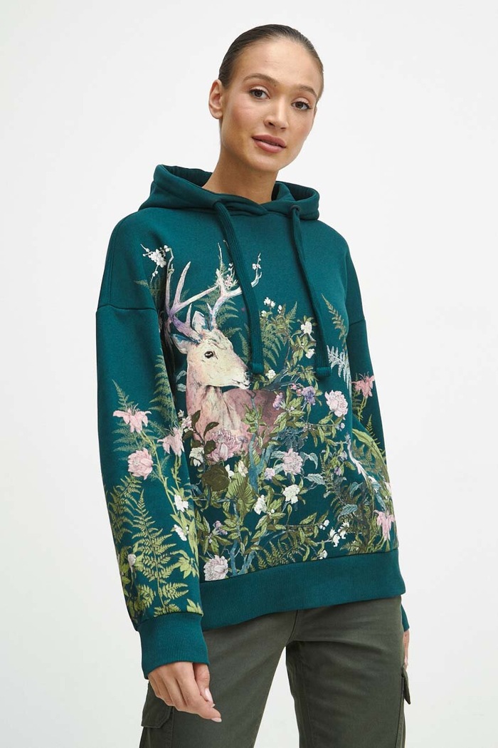 Bluza damska z nadrukiem kolor turkusowy RW23.BLD804 turkusowy RW23
