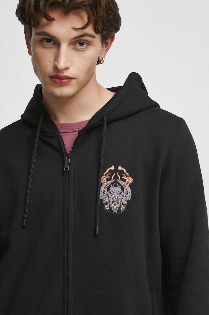 Bluza męska z nadrukiem kolor czarny czarny RW23.BLM402