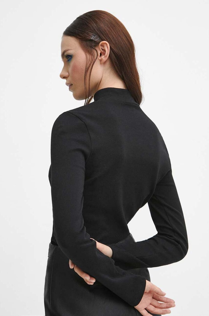 Odzież Longsleeve bawełniany damski gładki kolor czarny RW23.BUD800 czarny