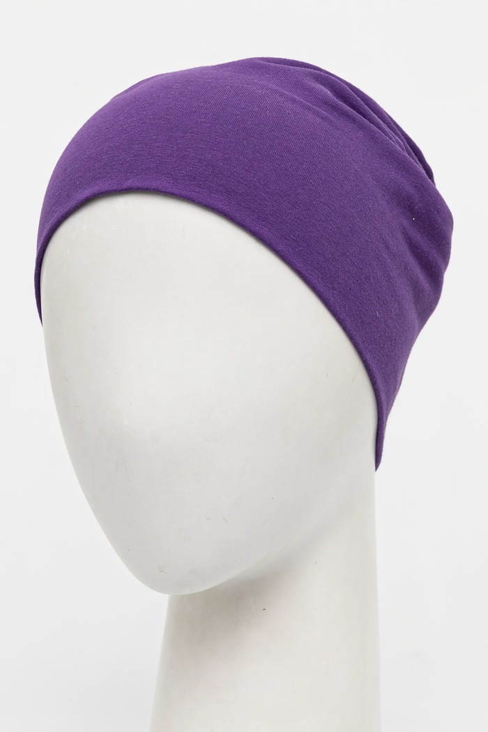 Akcesoria Czapka bawełniana damska beanie z elastanem kolor fioletowy RW23.CAD030 fioletowy