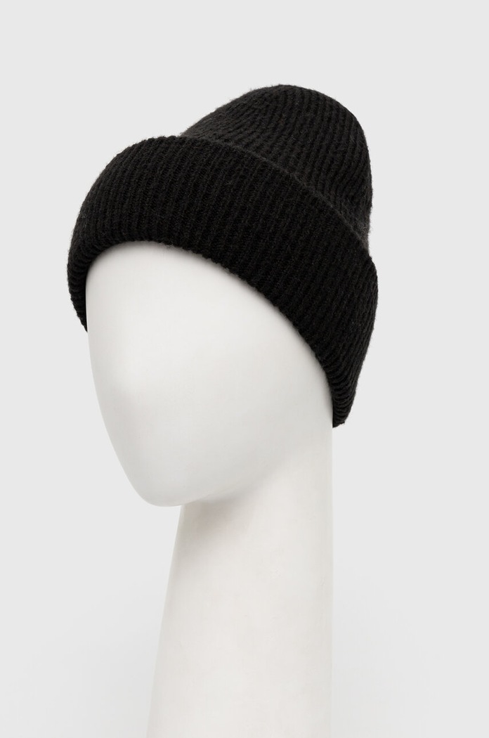 Czapka z domieszką wełny damska beanie kolor czarny RW23.CAD072 czarny RW23