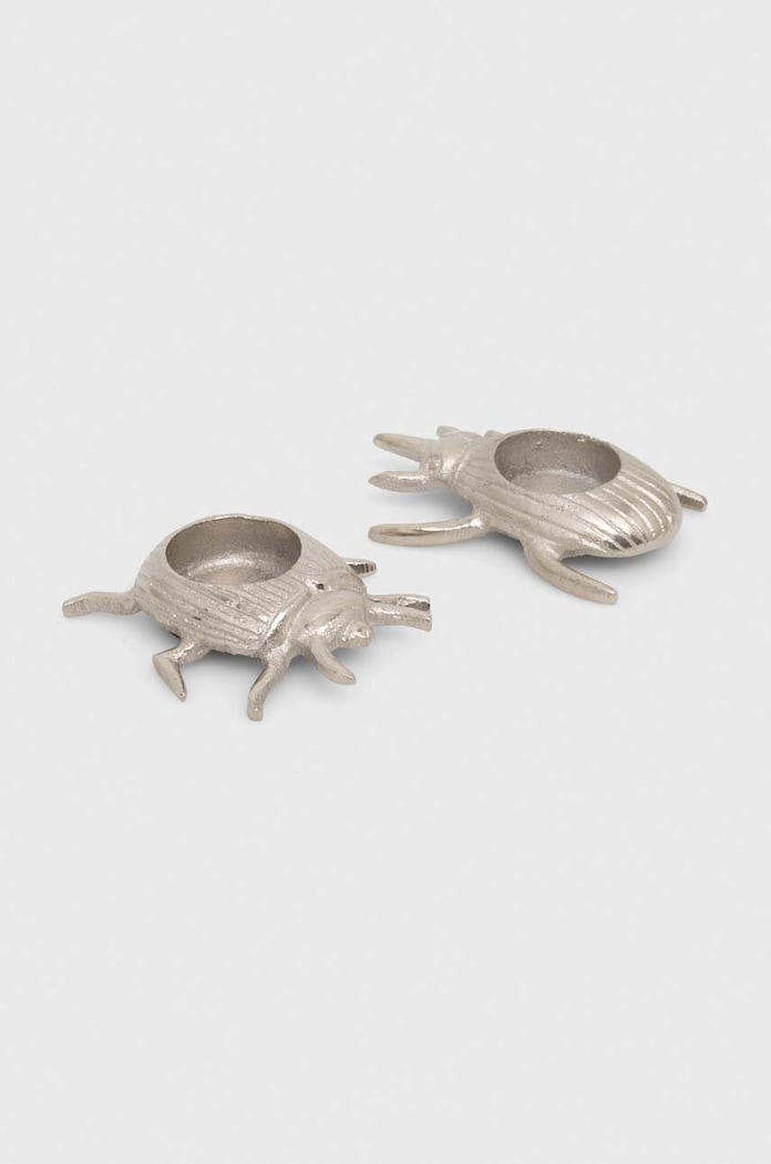 Salon Świecznik dekoracyjny - biedronka (2-pack) kolor srebrny RW23-DEU915 srebrny