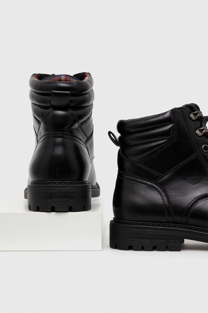 Obuwie Buty wysokie męskie z imitacji skóry kolor czarny RW23.OBM600 czarny