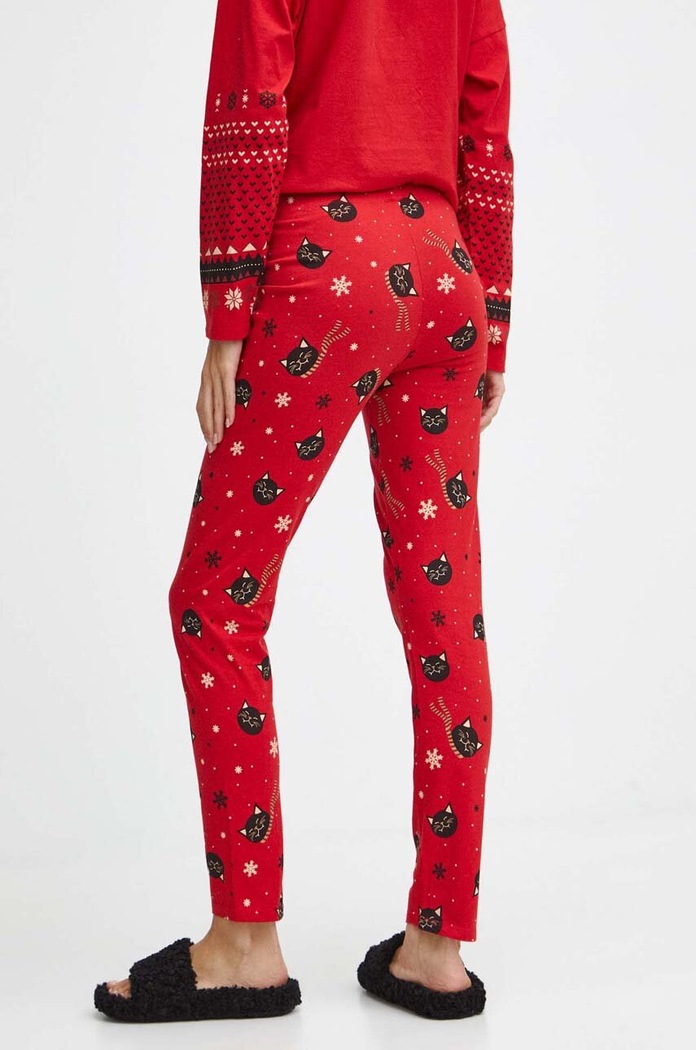 Piżama bawełniana damska z motywem świątecznym kolor multicolor RW23-PJD907 multicolor