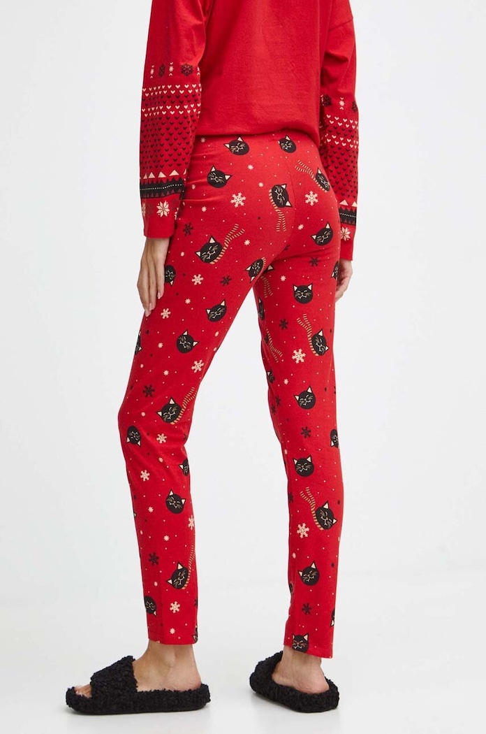 Piżama bawełniana damska z motywem świątecznym kolor multicolor RW23-PJD907 multicolor
